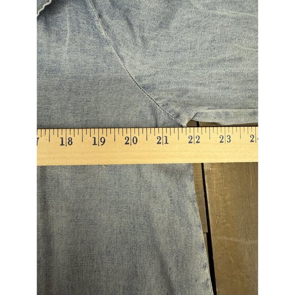 Chambray Denim Ruffle Long Sleeve Blouse size small - Picture 8 of 9